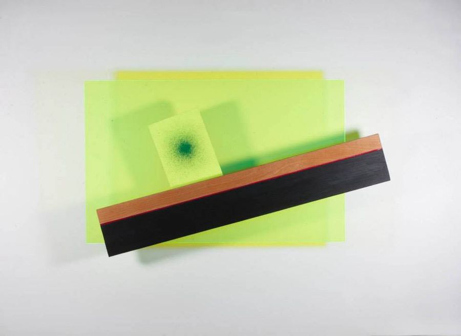 A Red Line, acrylic, marker, wood, and plexiglass by Ryan Erickson