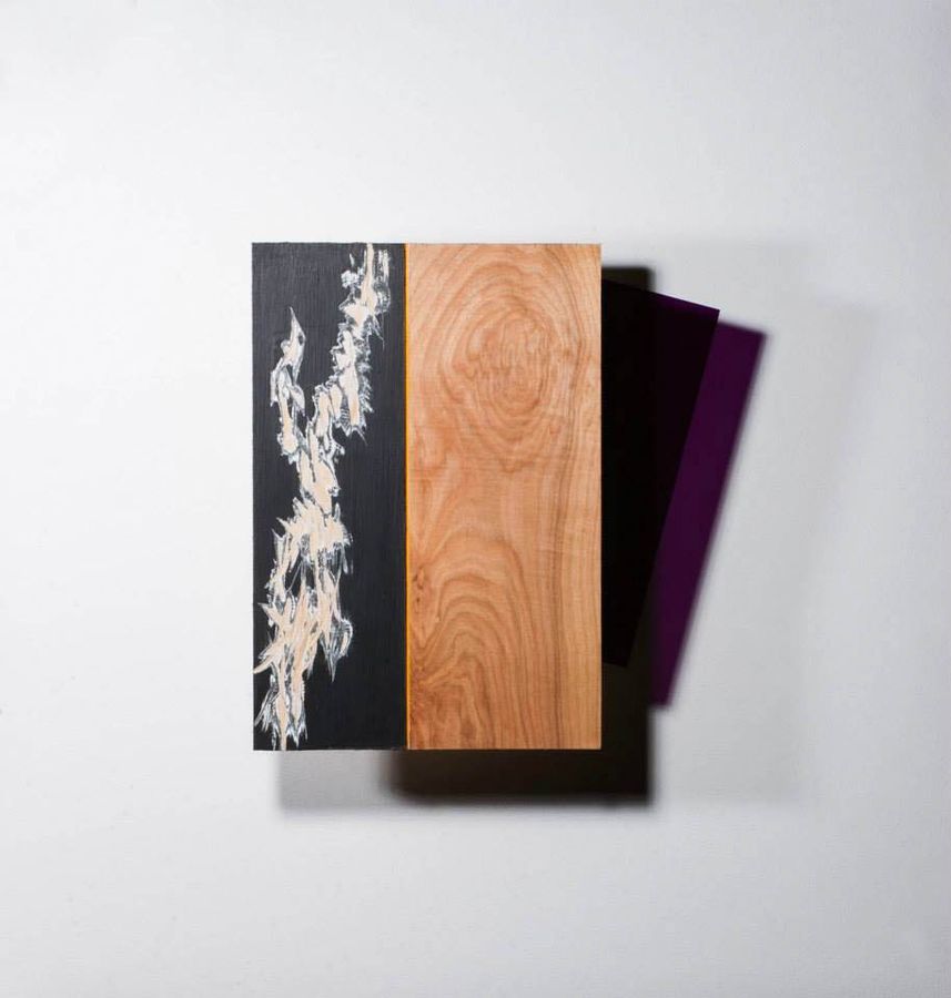 A Yellow Line, acrylic, wood, and plexiglass by Ryan Erickson