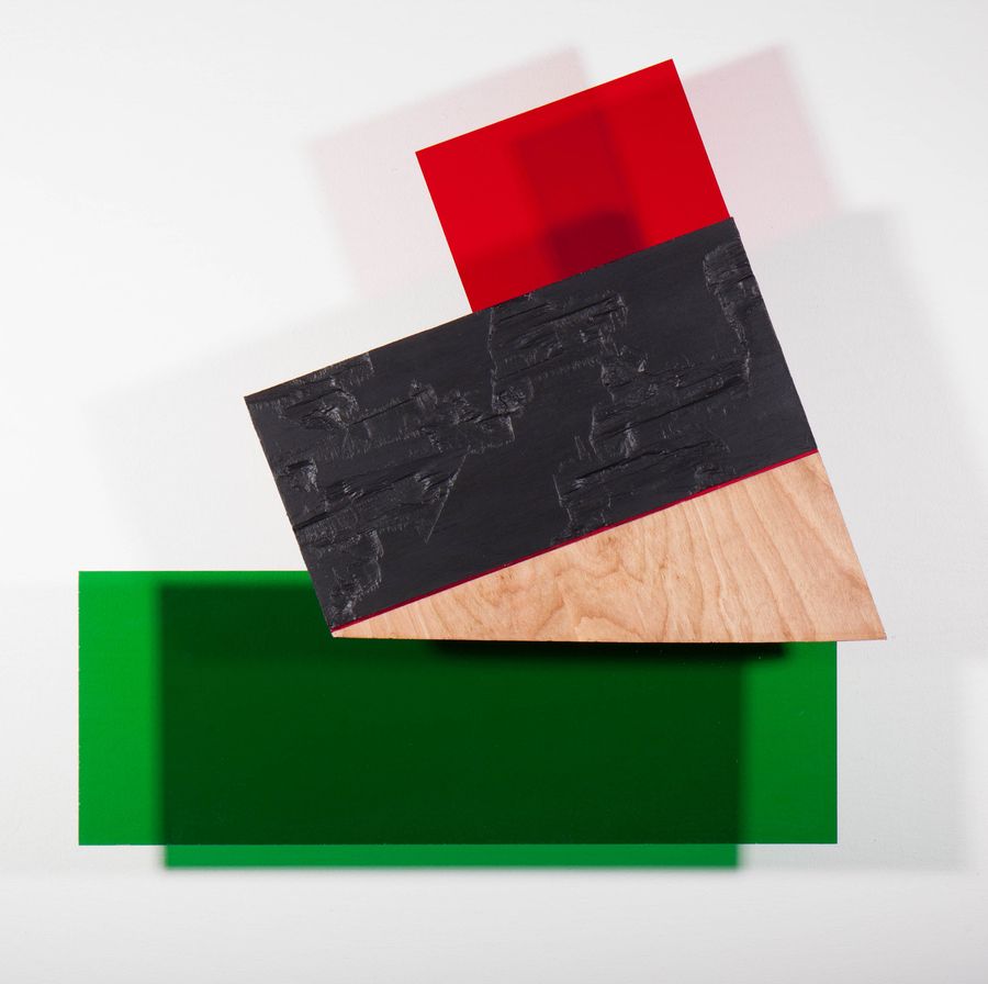 A Field of Red and Green, acrylic, wood, and plexiglass by Ryan Erickson