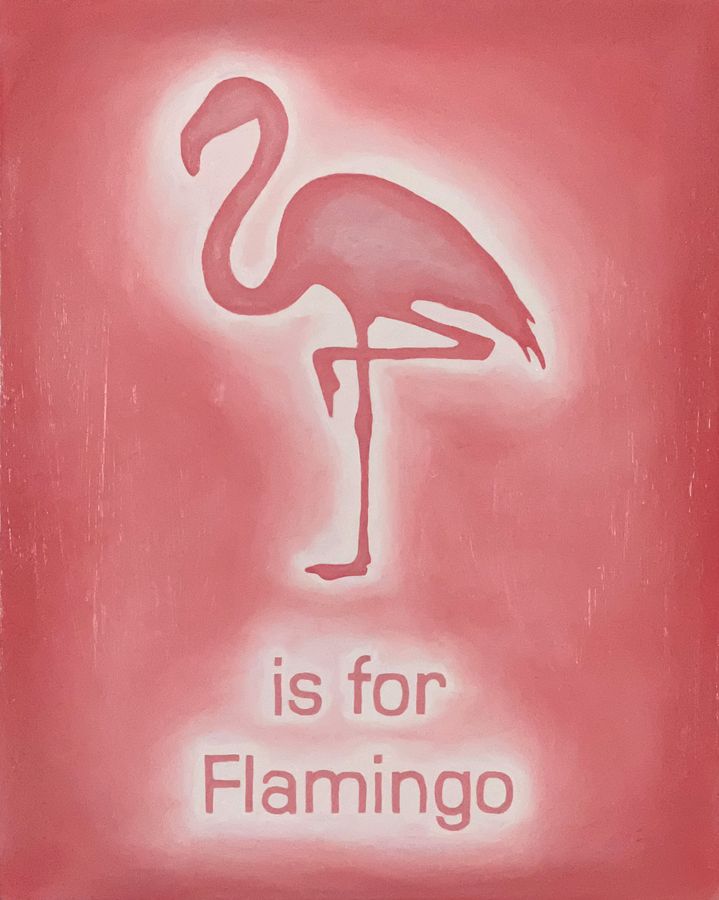Flamingo is for Flamingo, oil on panel by Ryan Erickson