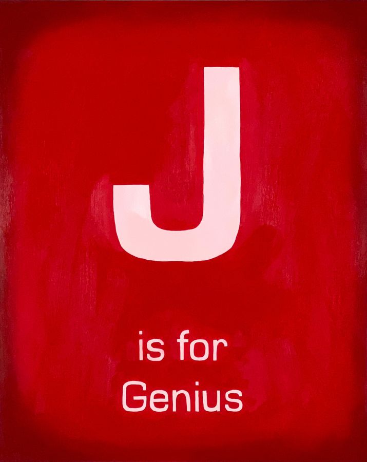 J is for Genius, oil on panel by Ryan Erickson