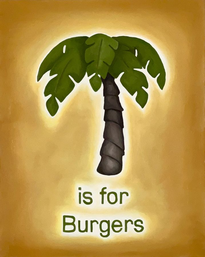 Palm Tree is for Burgers, oil on panel by Ryan Erickson