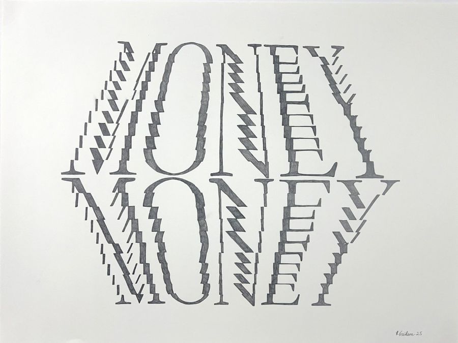Money Money, pencil on paper by Ryan Erickson