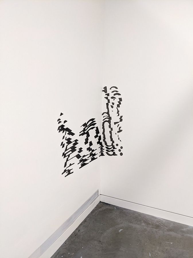 And?, charcoal on wall by Ryan Erickson
