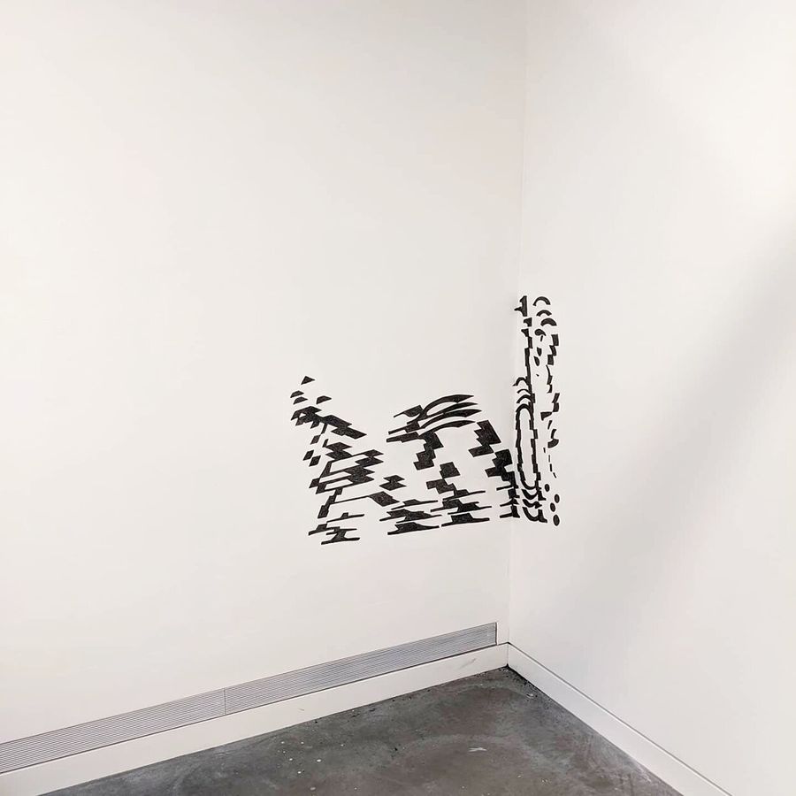 And? (detail), charcoal on wall by Ryan Erickson