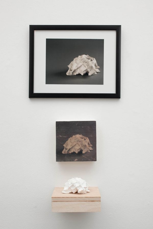 The Handmade Series, plaster, wood, image transfer, and photograph by Ryan Erickson