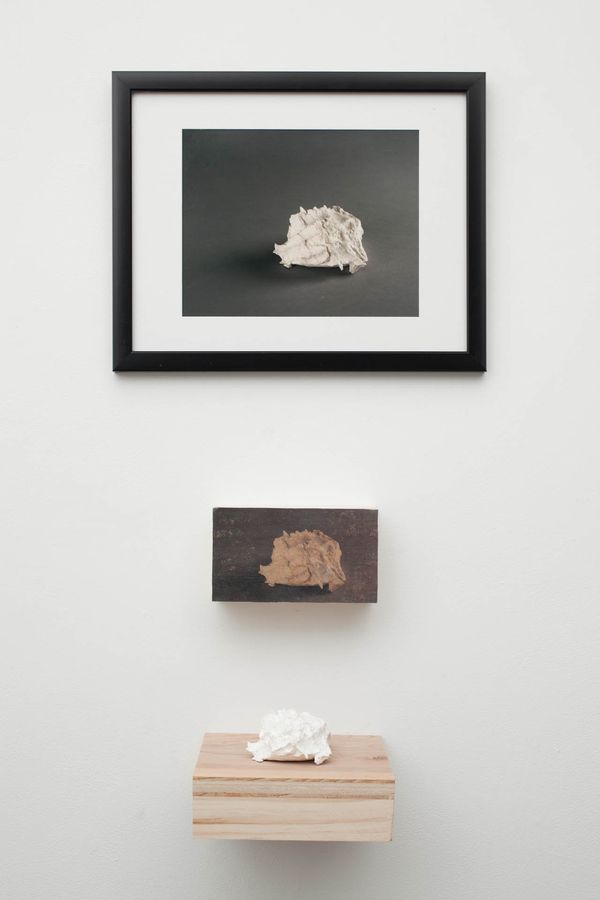 The Handmade Series, plaster, wood, image transfer, and photograph by Ryan Erickson