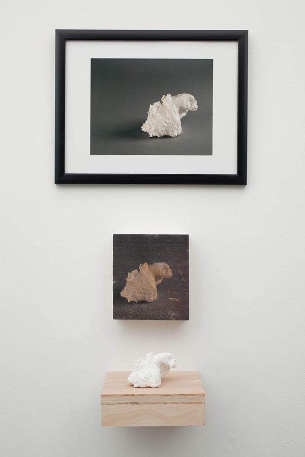 The Handmade Series, plaster, wood, image transfer, and photograph by Ryan Erickson