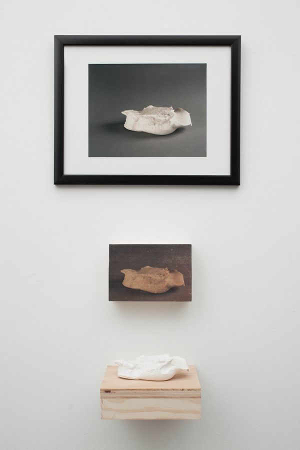 The Handmade Series, plaster, wood, image transfer, and photograph by Ryan Erickson