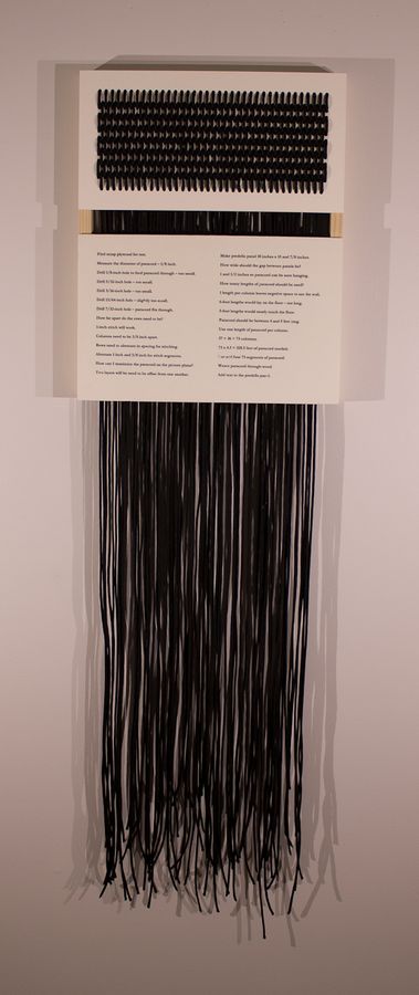 Untitled, paracord, image transfer, and acrylic on wood by Ryan Erickson